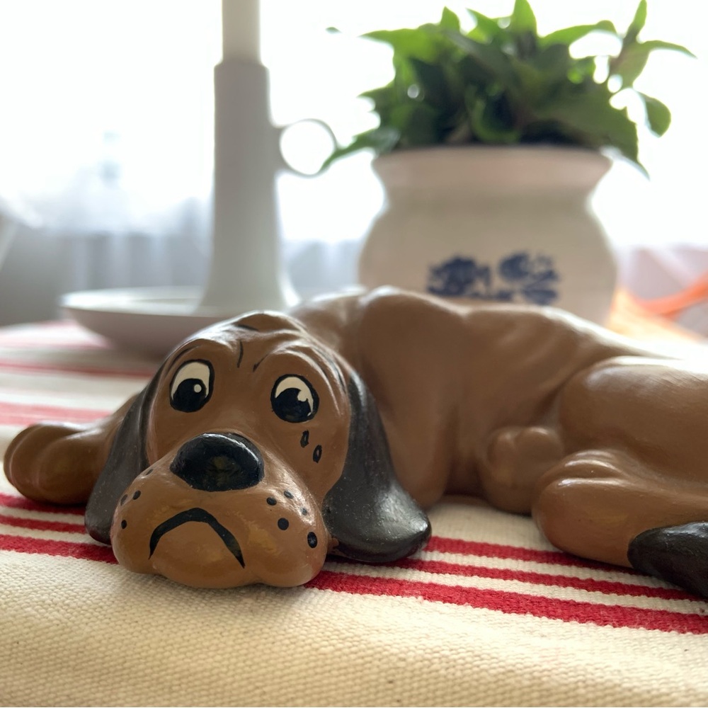 Ceramic Hand Painted Dog / Madonna Ohrt / Vintage Dog Figurine / Dog / Puppy